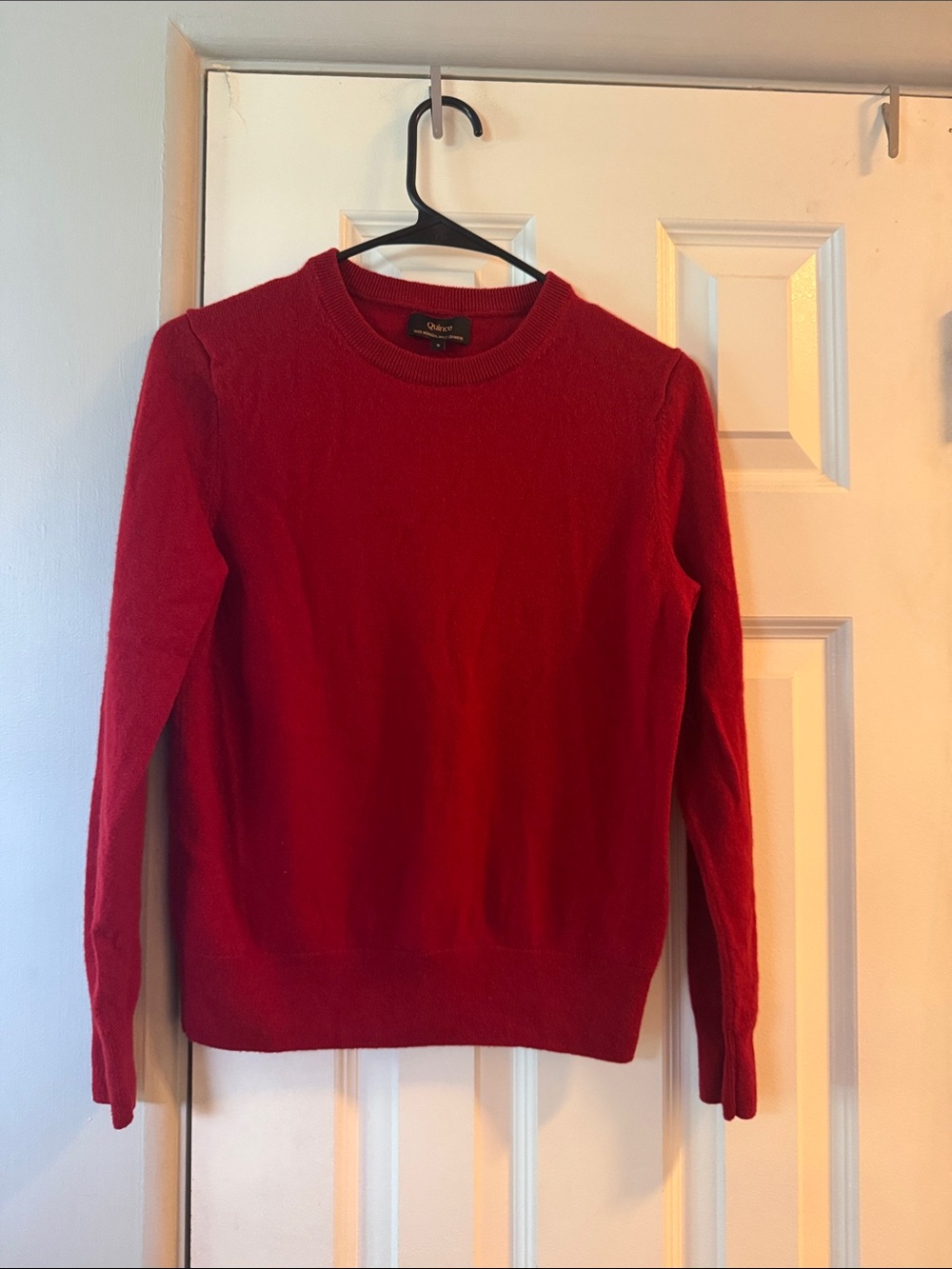 Quince Red Mongolian Cashmere Crewneck Sweater